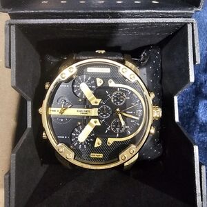 Diesel Men's Black and Gold Watch